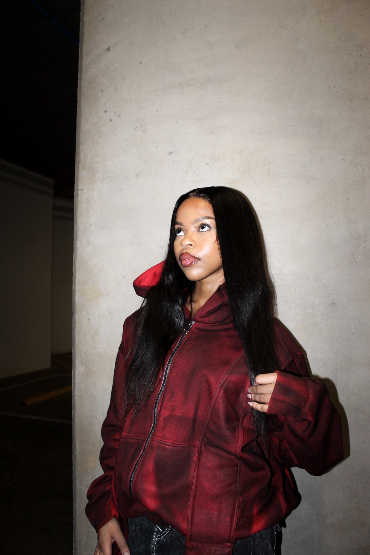 'OX BLOOD RED’ ZIP-UP HOODIE