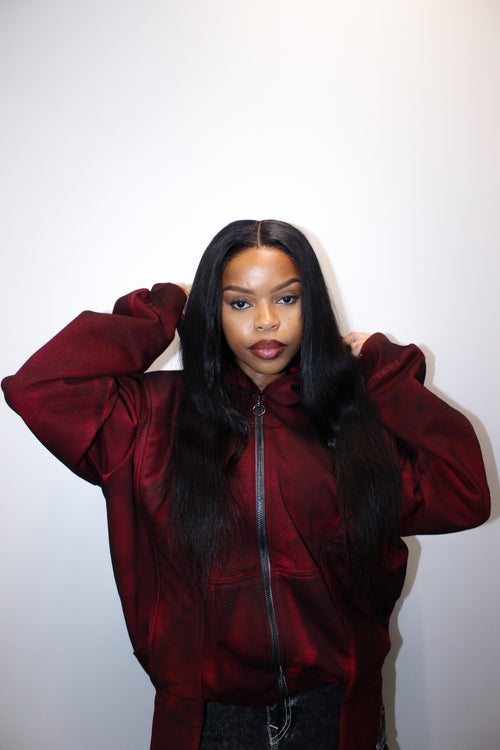 'OX BLOOD RED’ ZIP-UP HOODIE